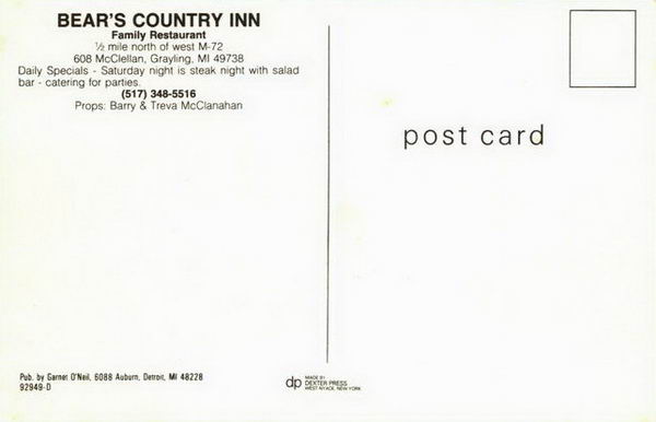 Bears Country Inn - Old Postcard Photo